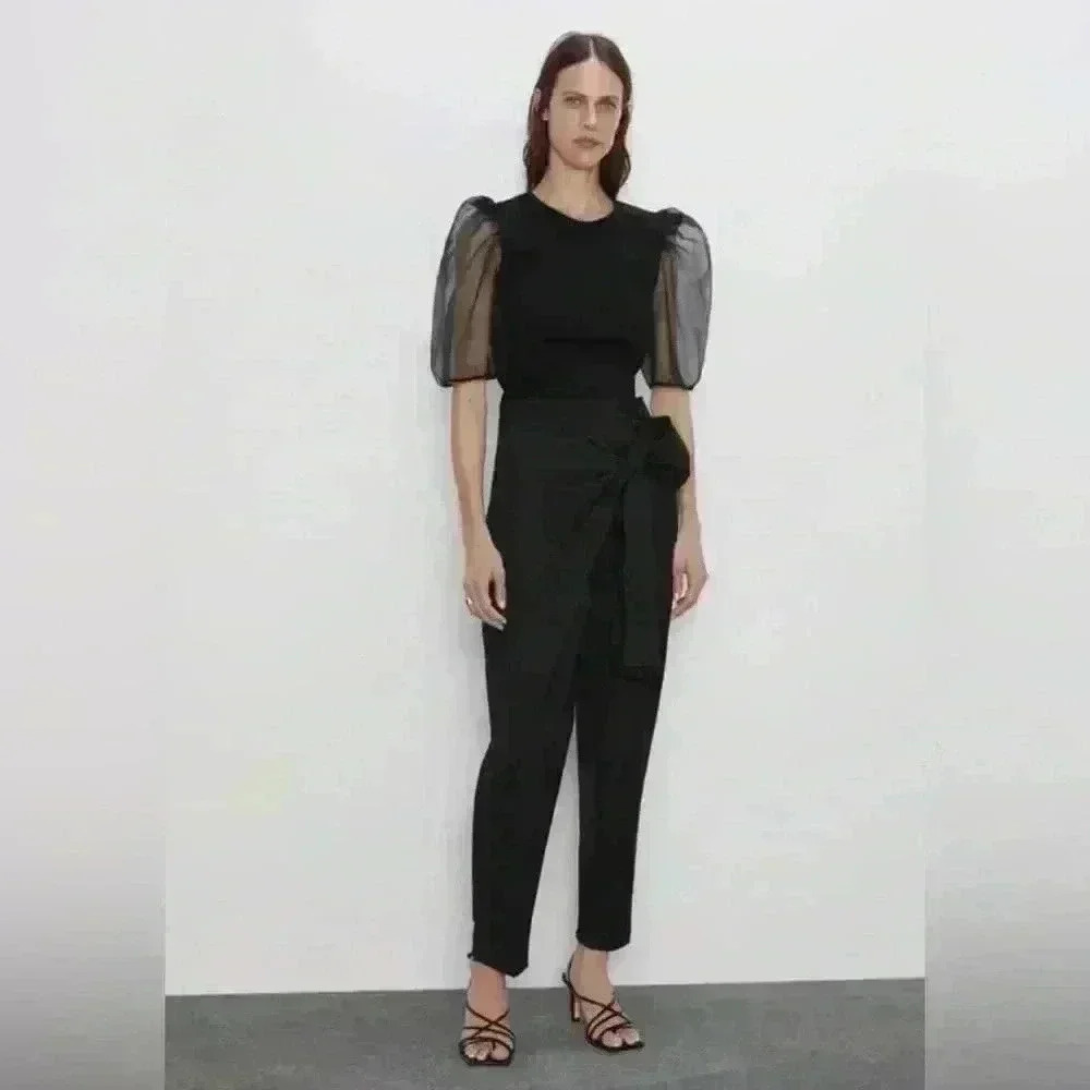 Zara Crossover Bow Pants NWT Size Small